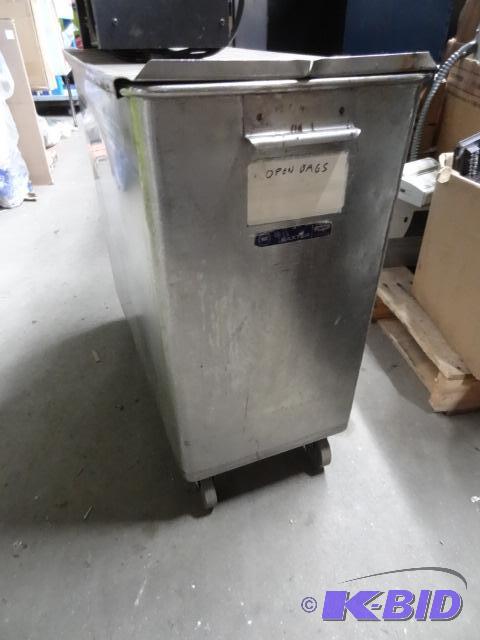 lot 63 image: Stainless dry ingredient bin on wheels....