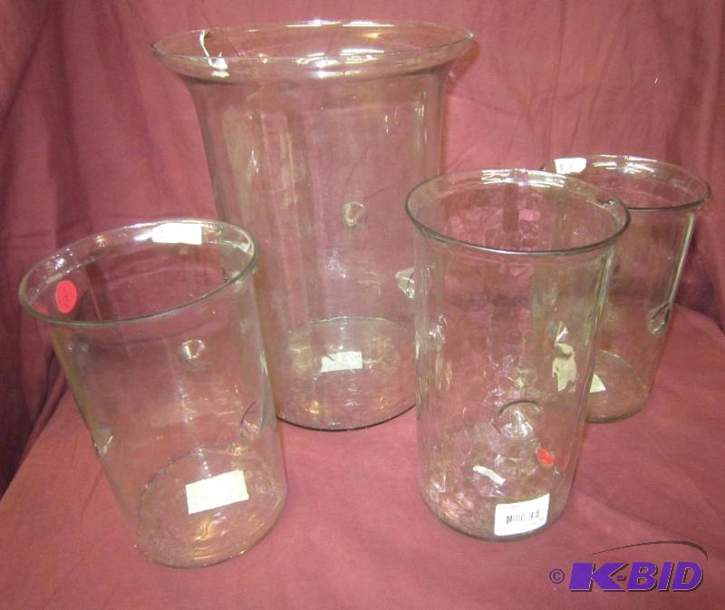 4 Clear Glass Votive Candle Cylinders  8 to 12