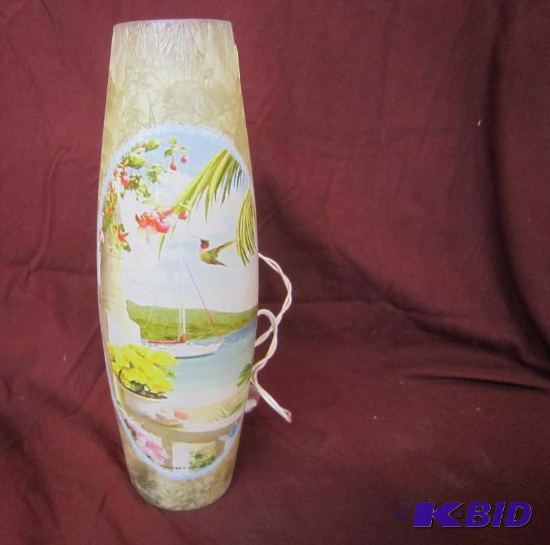 NEW  12 High Lighted Electric Lamp with Lake and Sailboat