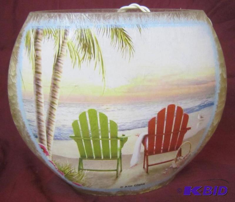 NEW  7 High Lighted Electric Lamp Beach Scene