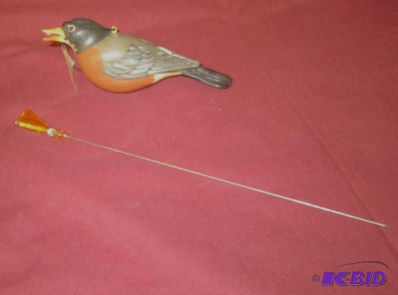 Hat Pin and Robin Bird Signed