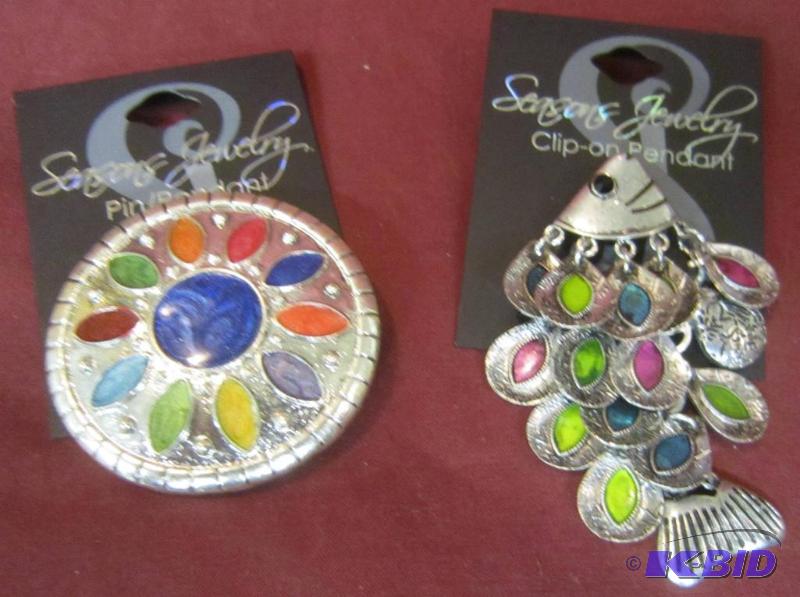 NEW 2 Colorful Broaches or Pendants (1 Fish, 1 Round)