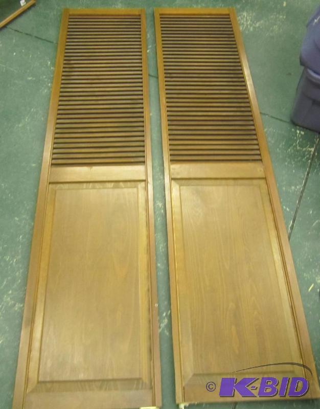 2 Shutter Doors Louvered Brown Pair