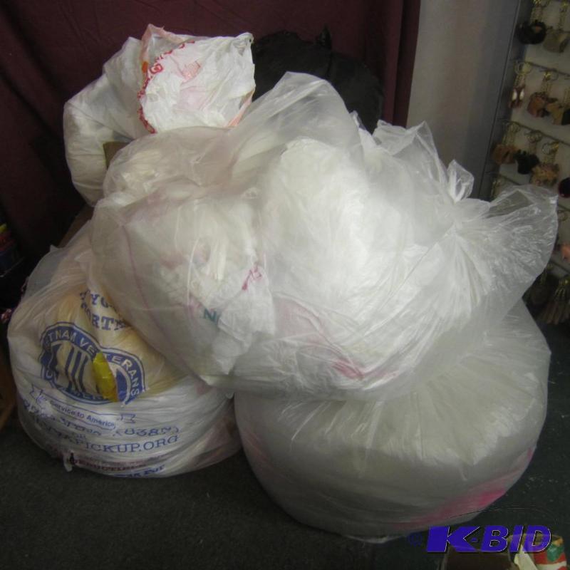 Office - Misc Bags of Packing Materials - (4 Bags and a Big Box) Bubble Wrap, Plastic Bags, Paper