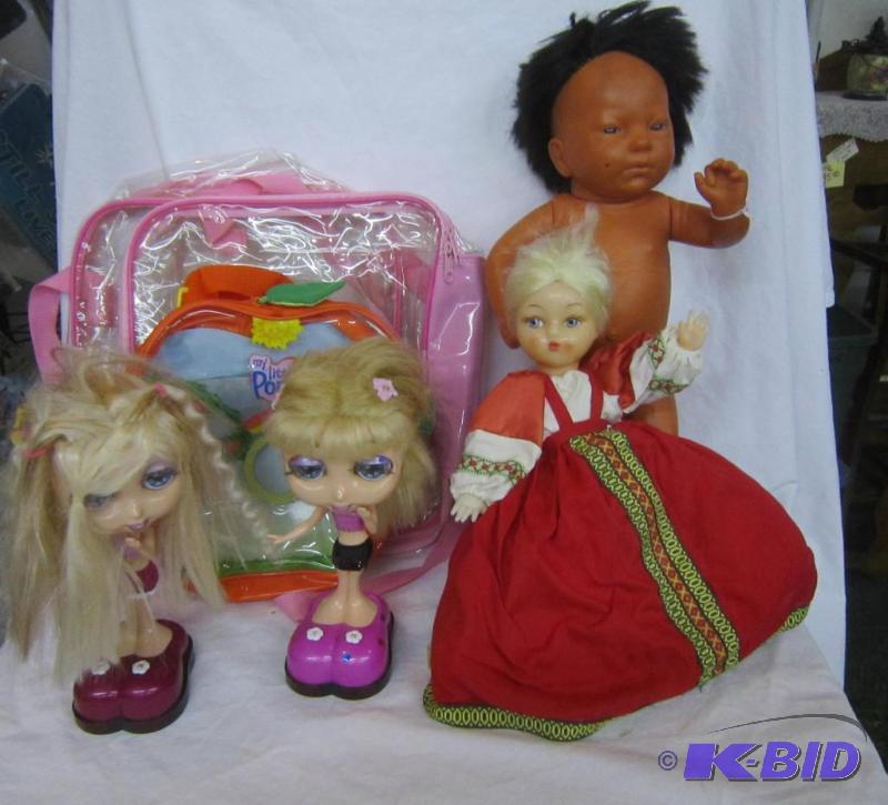 Misc Lot of Dolls, Bags and Toys