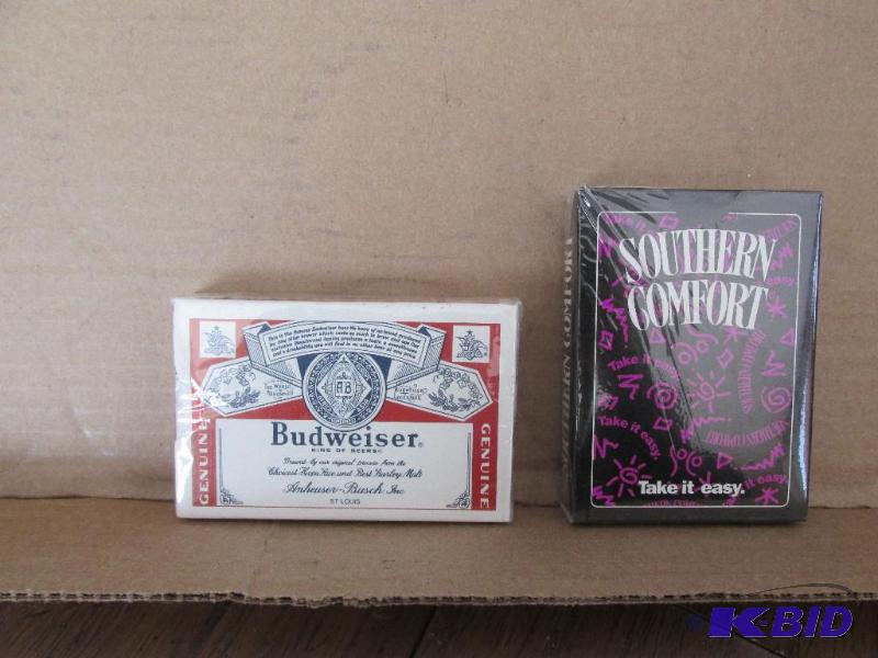 lot 128 image: Budweiser and Southern Comfort Playing Cards - NEW
