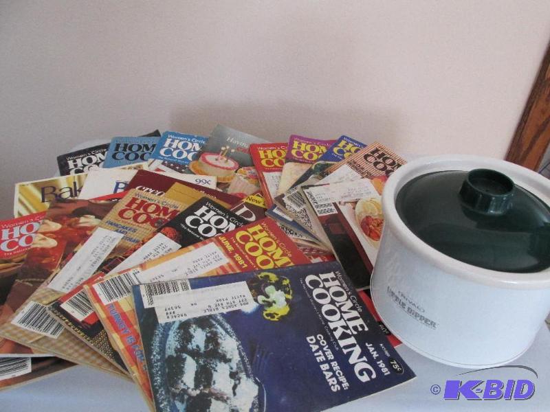 lot 173 image: Small Crock Pot and a Huge Lot of Cook Books