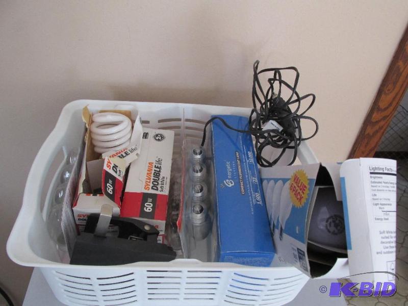 lot 175 image: A Basket, A Box of Bulbs, and a 2-Hole-Punch