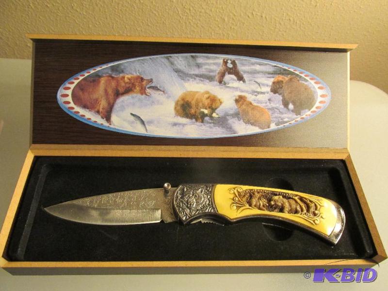 lot 208 image: 3-Dimensional Bear Case with Scrolled Blade