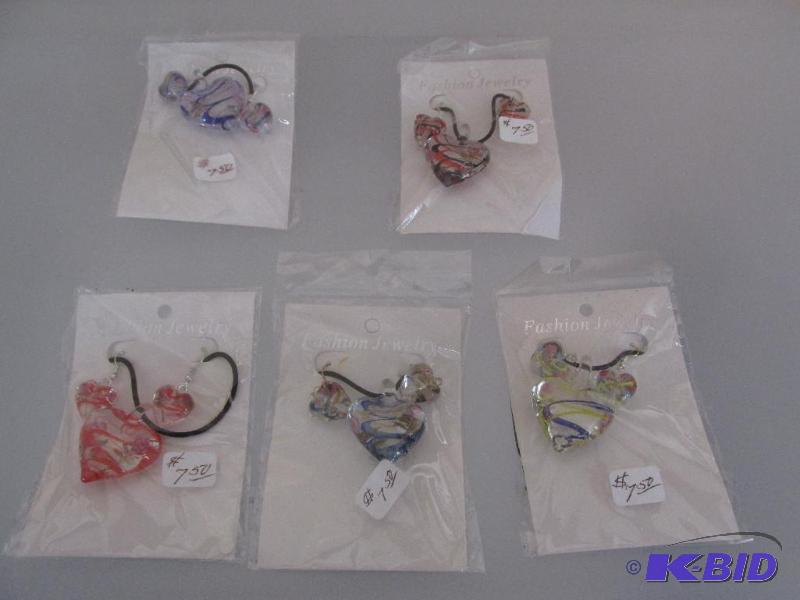 lot 226 image: Glass Necklace and Matching Earring Sets