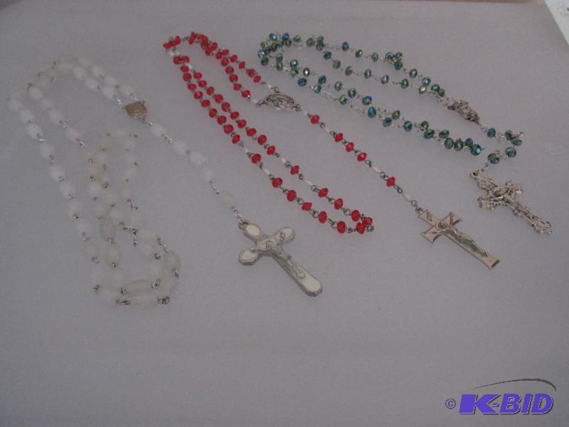 lot 228 image: 3 Beautiful Rosarys - Swarovski Crystals - Hand Made