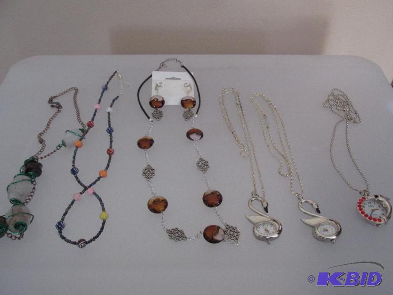 lot 230 image: 3 Necklaces and 3 Pendant Watches