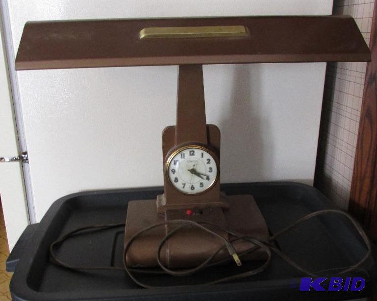 lot 24 image: Vintage, Art Deco Style, Clock-Lamp by LITEMASTER