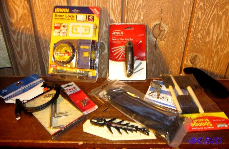 lot 72 image: Door Lock Installation Kit - A Large Lot of NEW STUFF and Vintage Thermometer