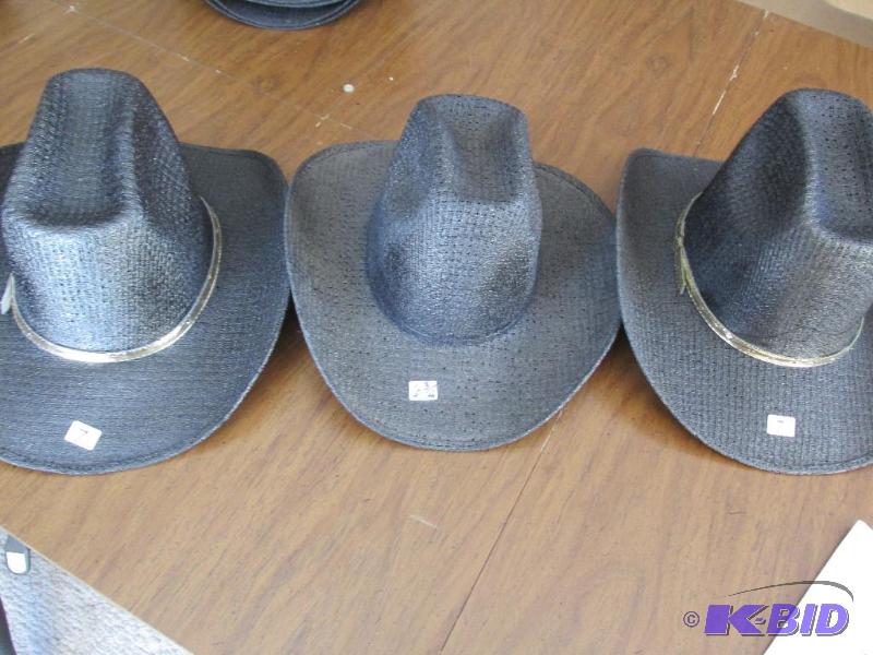 lot 97 image: Black Straw Western Hats - 2, Size 7 - 1, Size 6 34