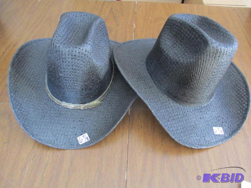 lot 98 image: Black Straw Western Hats - Size 6 78