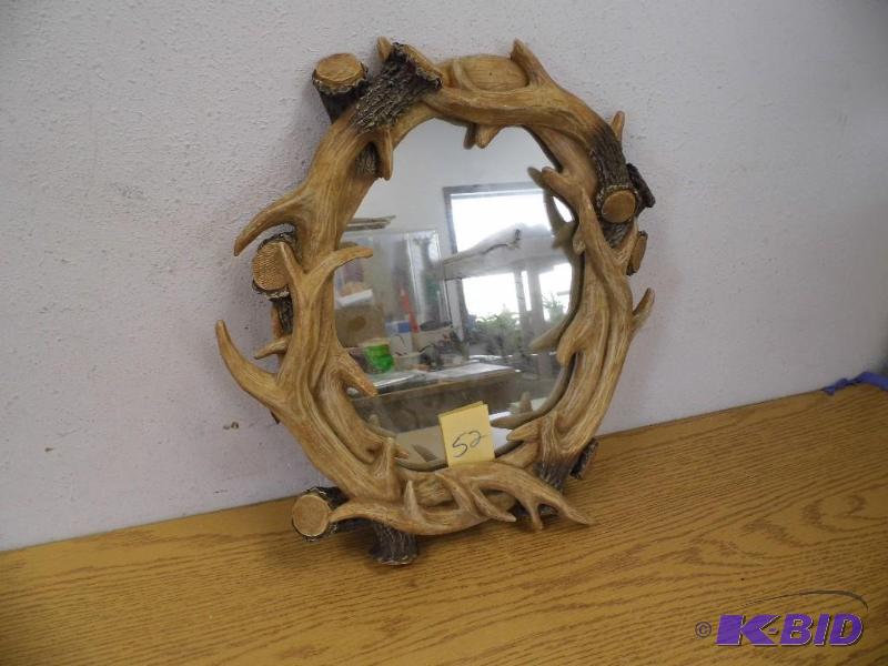 lot 52 image: Resin Deer Antler Mirror