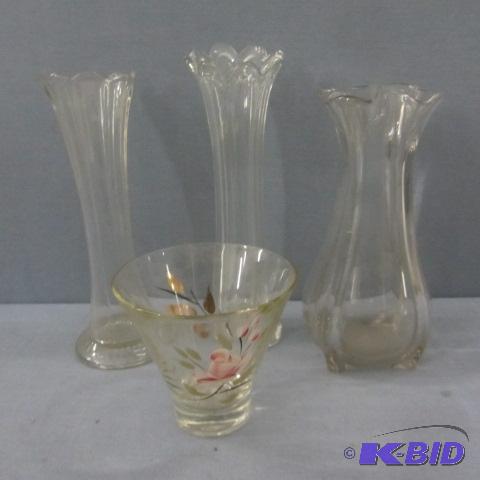 lot 178 image: Fluted & Hand Painted Vases
