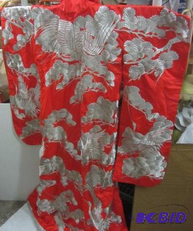 lot 207 image: Red Silk Kimono