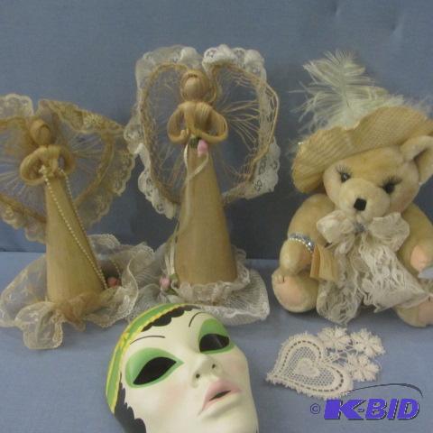 lot 217 image: Bear & Bridal Dolls, Mask