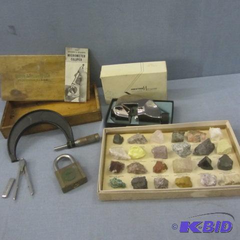 lot 230 image: Cutter, Caliper, Rock Specimens