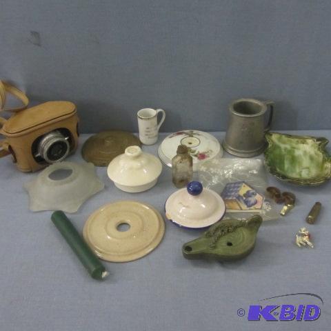 lot 250 image: Vintage Camera, Lamp, Shot Glasses