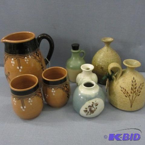 lot 38 image: Pottery Vases, Beverage Set
