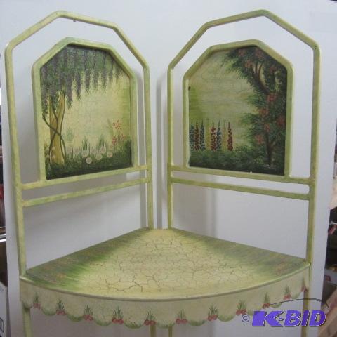 lot 5 image: Hand Painted Metal Corner Shelf