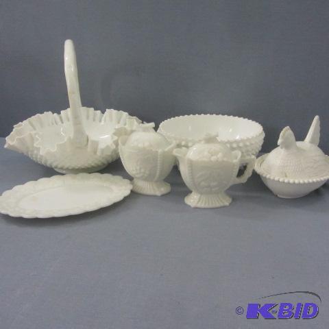 lot 51 image: Milk Glass Hobnail