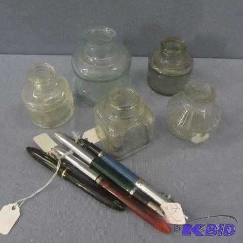 lot 78 image: Vintage Ink Bottles & Pens