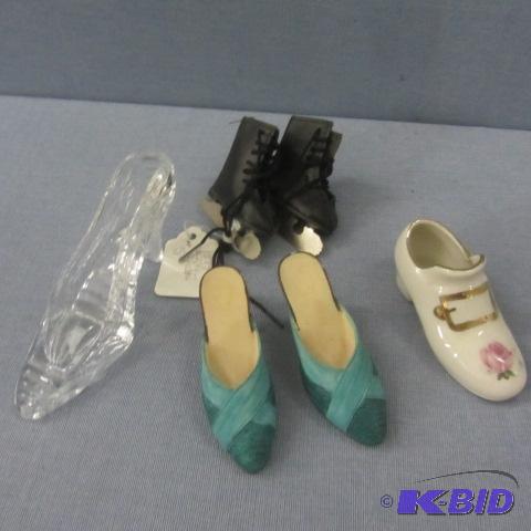 lot 88 image: Glass & China Shoes, Doll Ice Skates
