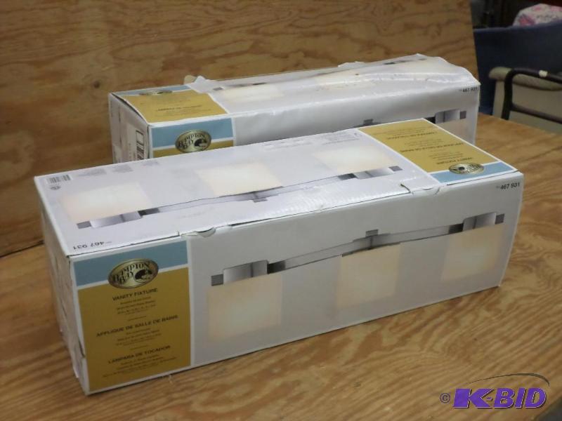 lot 124 image: (2) Hampton Bay Brushed Nickel 3-Light Vanity...