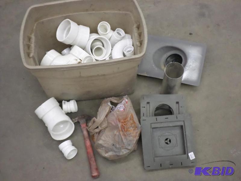lot 128 image: Tote Of Misc PVC Fittings & Etc...