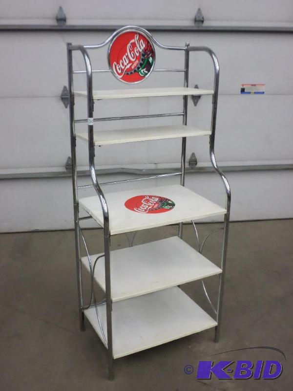 lot 30 image: Vintage 5.5ft 5-Level Coca-Cola Shelf Unit...