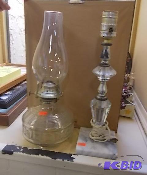 Oil Lamp &amp Marble Base Dresser Lamp...