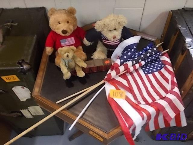 Patriotic Ty Teddy Bears &amp Assorted US Fl...
