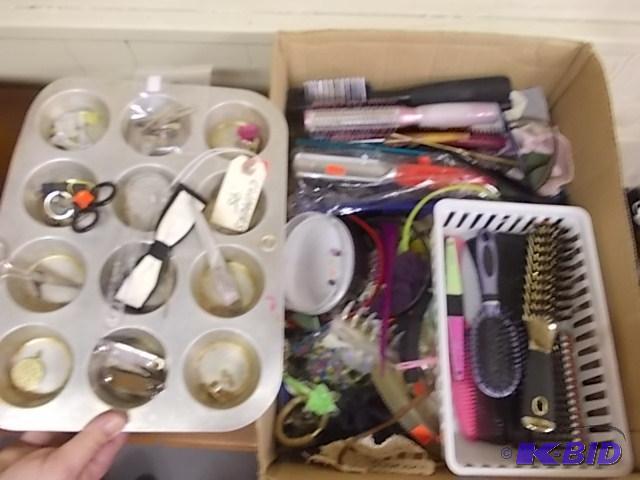 Box Lot Of Hair Related&nbsp Brushes, Combs...