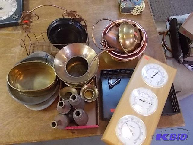 Barometer &amp Assorted Metal Items (Brass, ...
