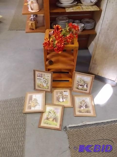 Orange Painted Crate, Set Of&nbsp Floral Pic...