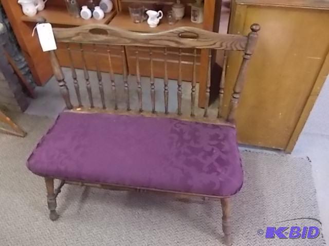 38&quot Wood Bench With Upholstered Seat...