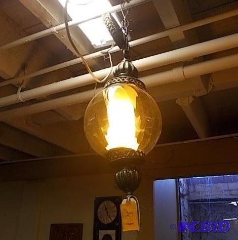 Ceiling Light Fixture With Amber Glass Globe...