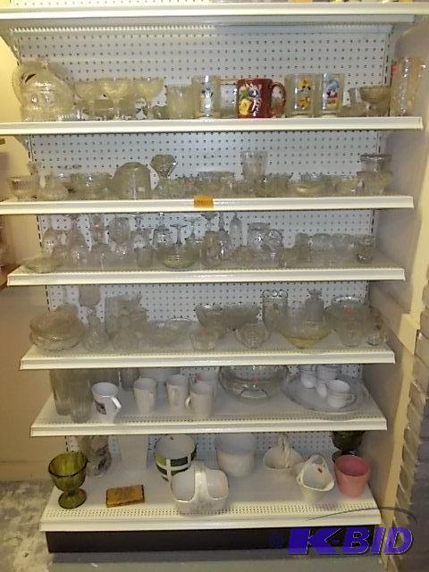 Large Lot Of Glassware On Shelves Bells, Cry...