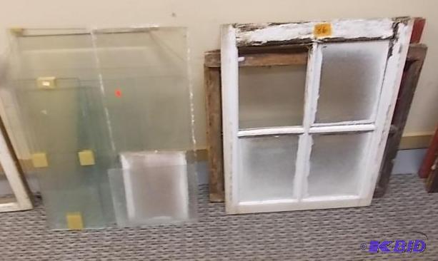 3-Old Windows &amp Lot Of Assorted Glass Pan...