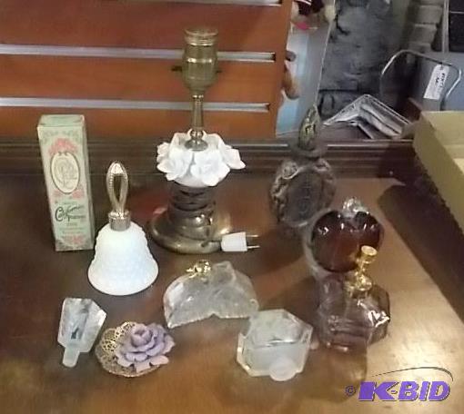 Collection Of Perfume Bottles, Small Dresser ...