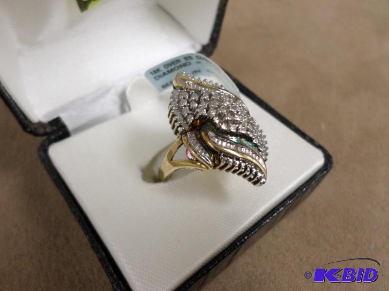 New Size-7 18kt Sterling Silver Diamond Ring,...
