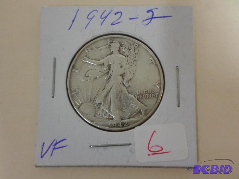 1942-S Walking Liberty Half Dollar, VF...