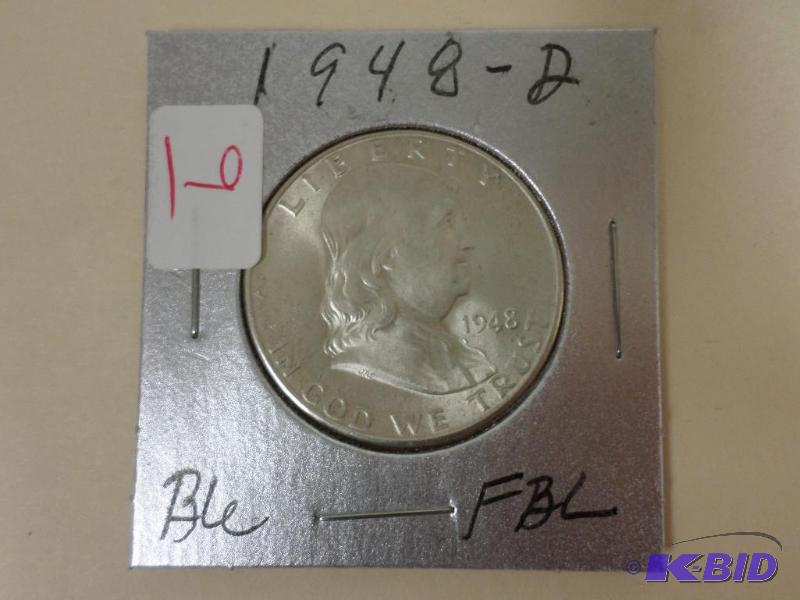 1948-D UNC Franklin Half Dolar, Full Bell Lin...