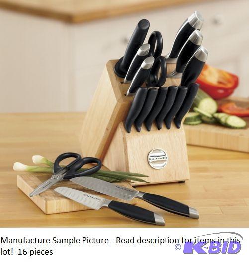 lot 1 image: Kitchenaid 16 Piece Cutlery Set - Black - Has...