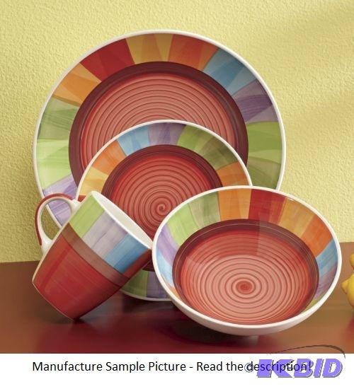 lot 10 image: Rainbow Dinnerware Set -&nbspGlazed white ce...