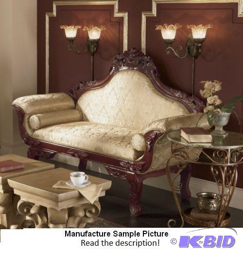 lot 101 image: Carved Loveseat - With ornately carved wood f...